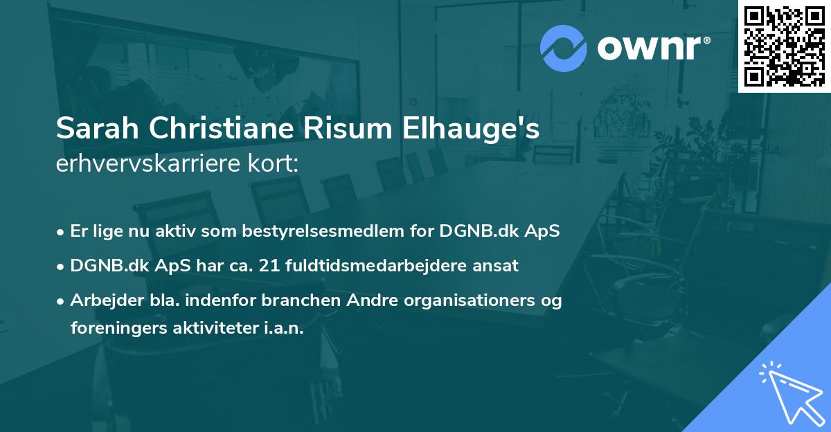 Sarah Christiane Risum Elhauge's erhvervskarriere kort