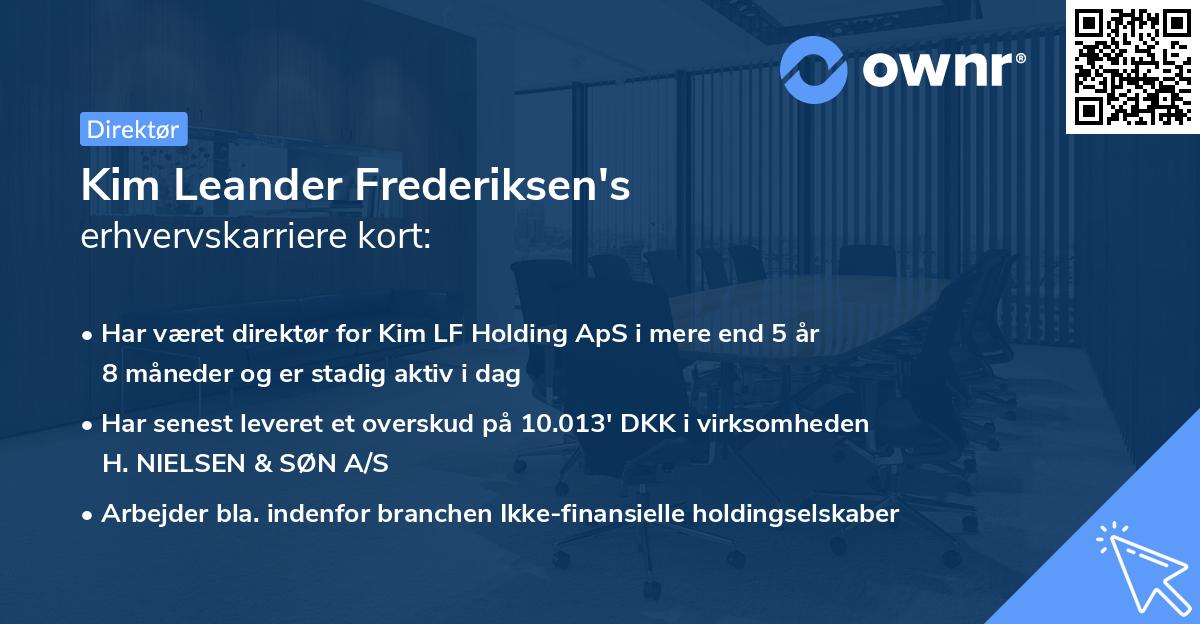 Kim Leander Frederiksen's erhvervskarriere kort