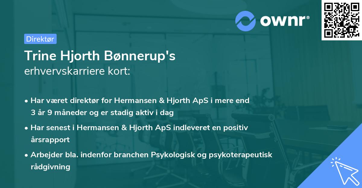 Trine Hjorth Bønnerup's erhvervskarriere kort