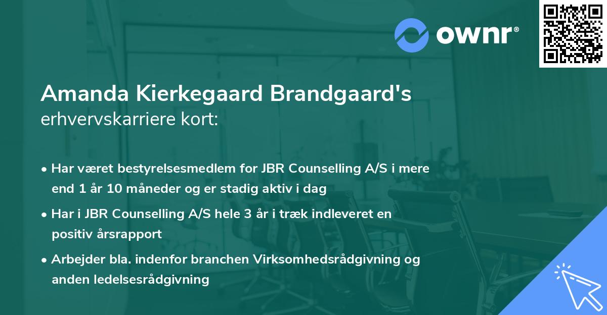 Amanda Kierkegaard Brandgaard's erhvervskarriere kort