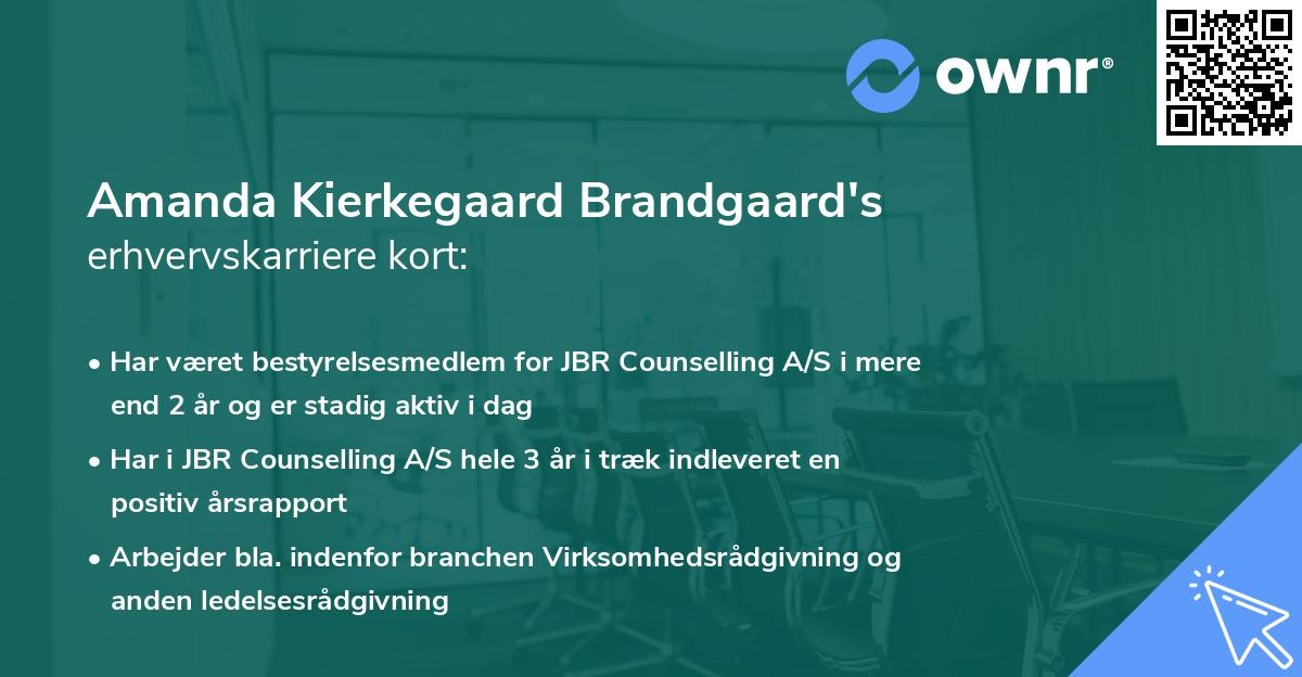 Amanda Kierkegaard Brandgaard's erhvervskarriere kort
