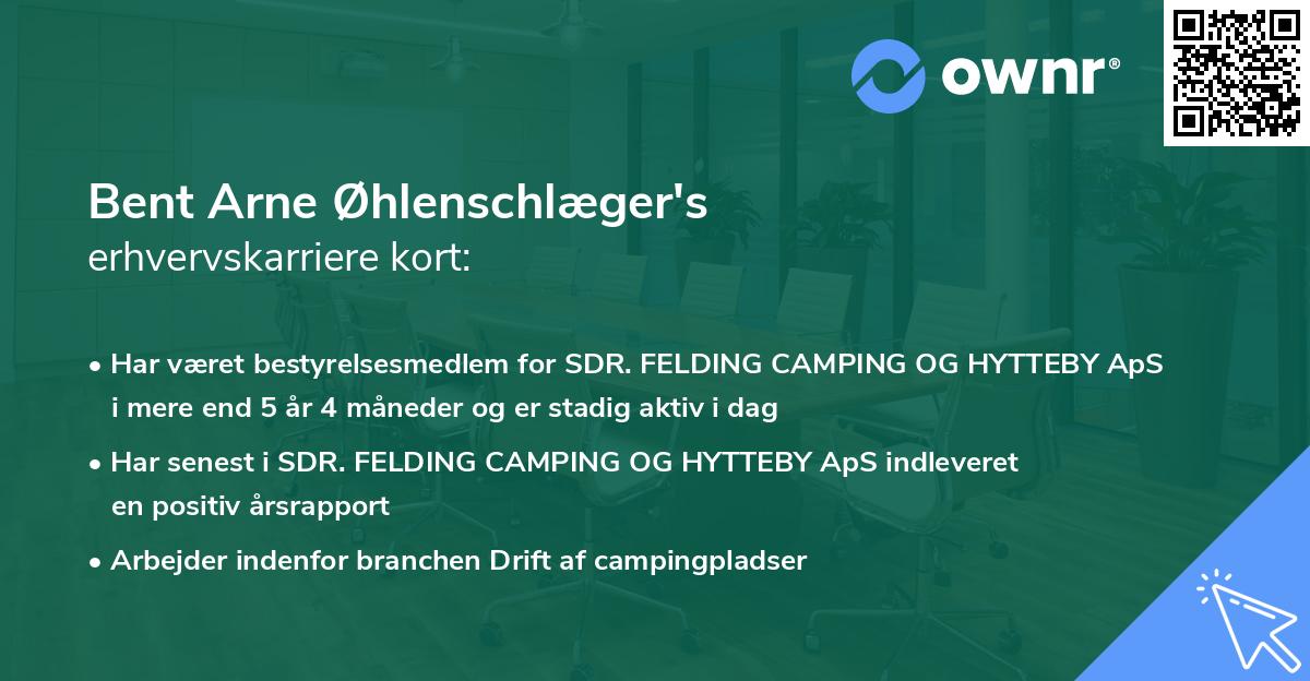 Bent Arne Øhlenschlæger's erhvervskarriere kort