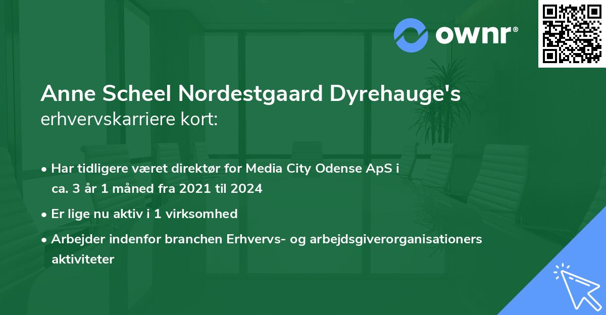 Anne Scheel Nordestgaard Dyrehauge's erhvervskarriere kort