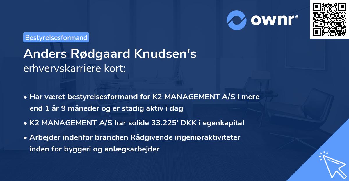 Anders Rødgaard Knudsen's erhvervskarriere kort