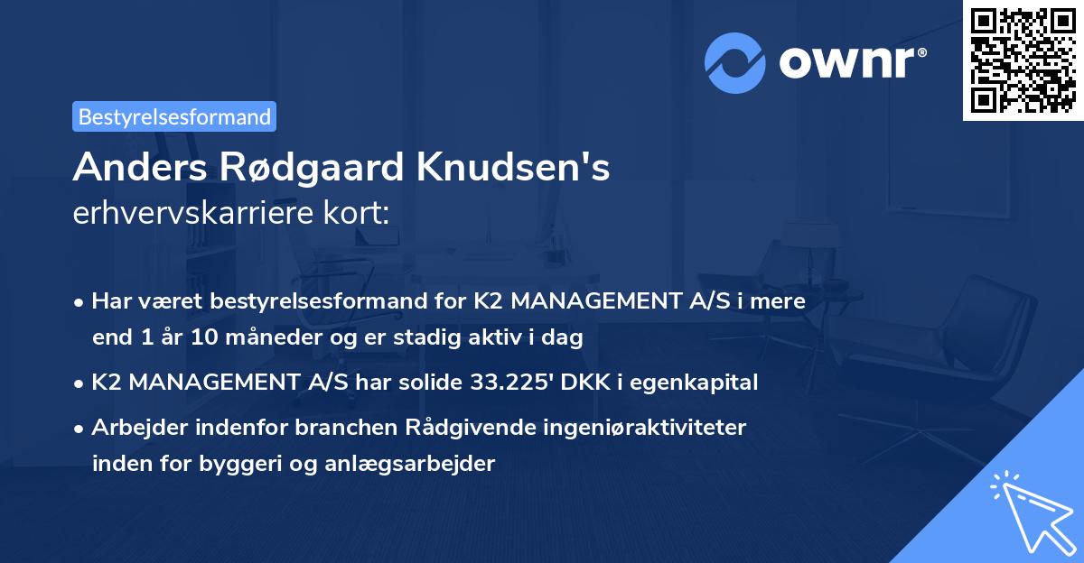 Anders Rødgaard Knudsen's erhvervskarriere kort