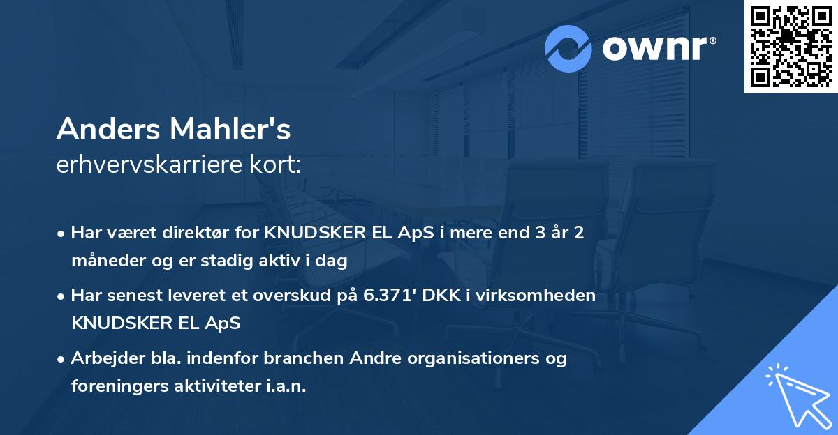 Anders Mahler's erhvervskarriere kort