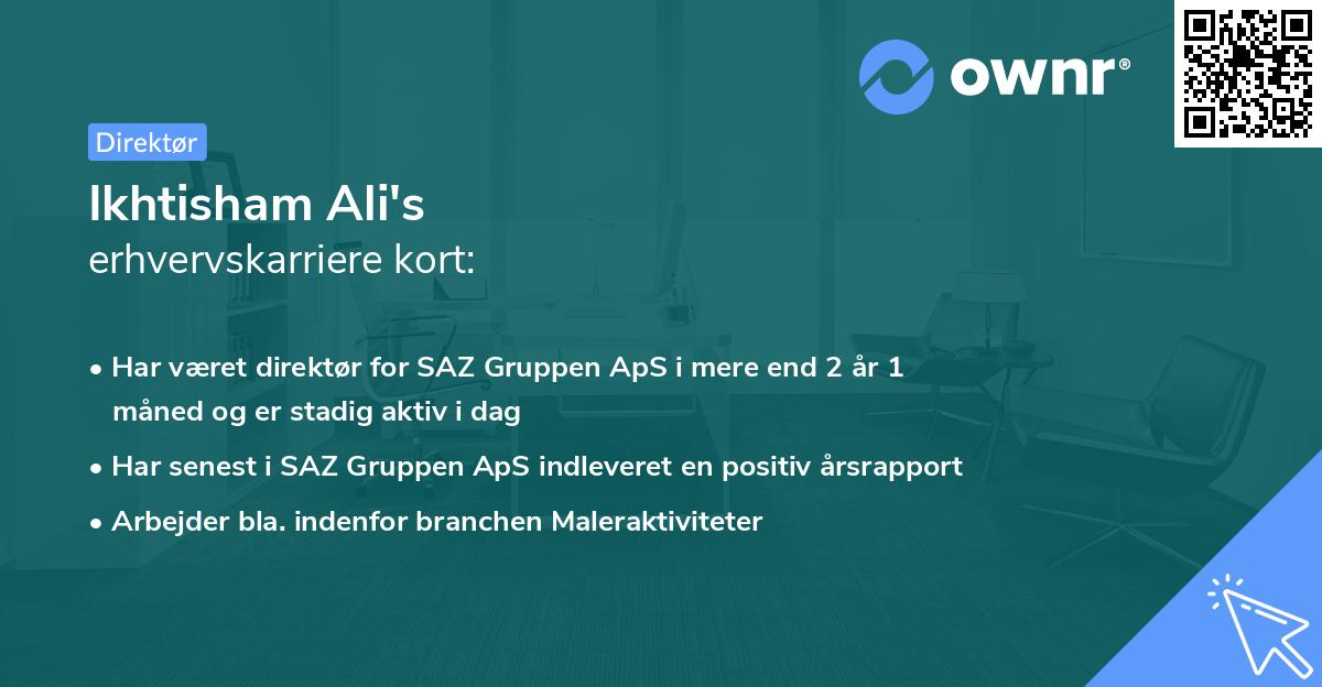 Ikhtisham Ali's erhvervskarriere kort