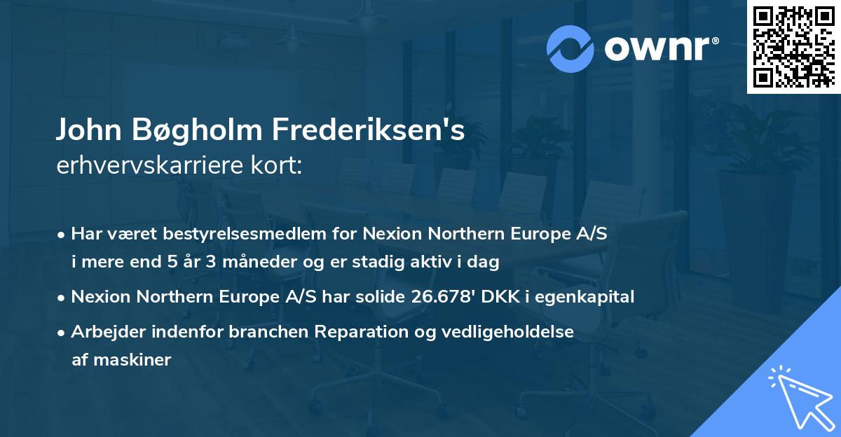 John Bøgholm Frederiksen's erhvervskarriere kort