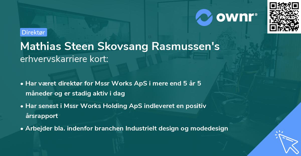 Mathias Steen Skovsang Rasmussen's erhvervskarriere kort