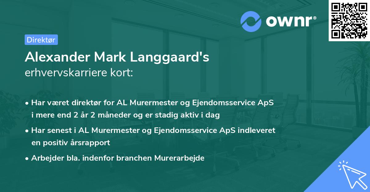 Alexander Mark Langgaard's erhvervskarriere kort