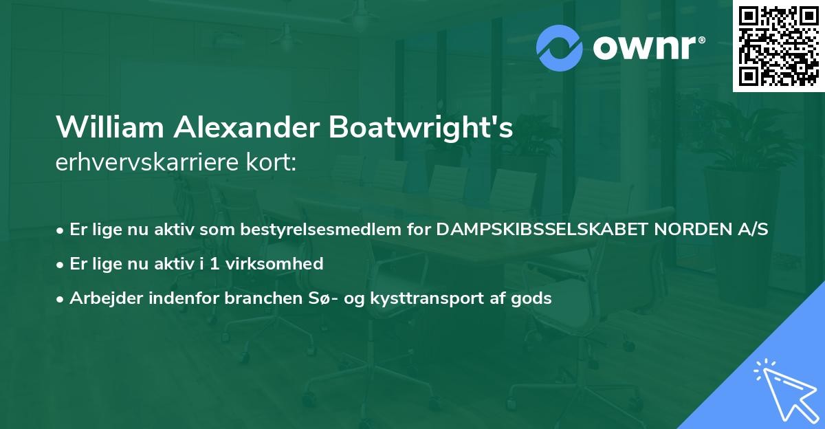 William Alexander Boatwright's erhvervskarriere kort