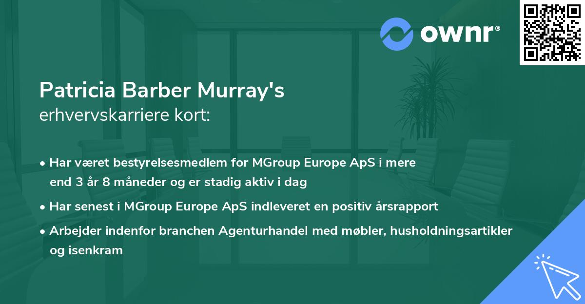 Patricia Barber Murray's erhvervskarriere kort