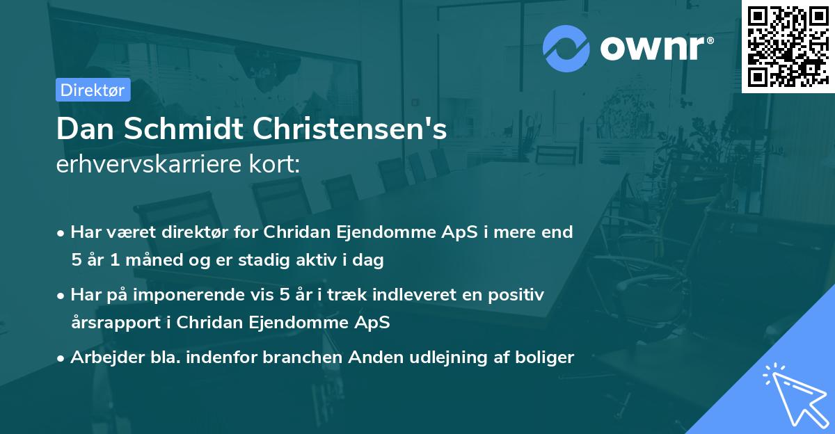 Dan Schmidt Christensen's erhvervskarriere kort