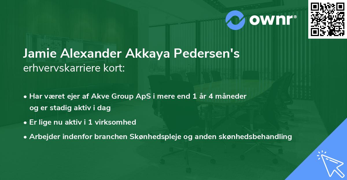 Jamie Alexander Akkaya Pedersen's erhvervskarriere kort