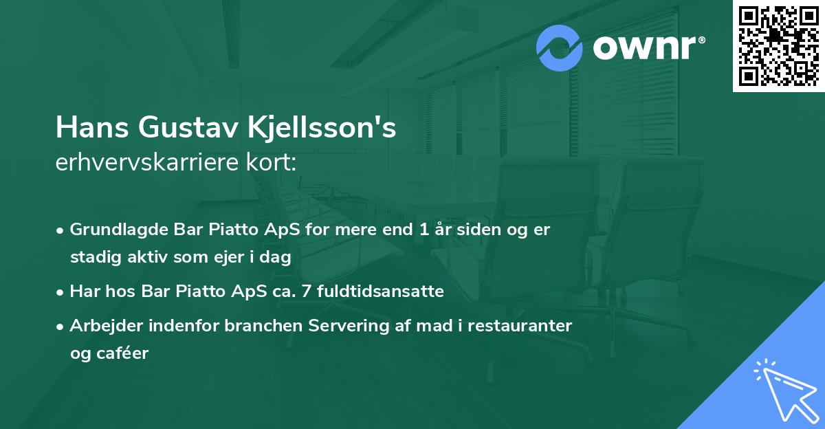 Hans Gustav Kjellsson's erhvervskarriere kort