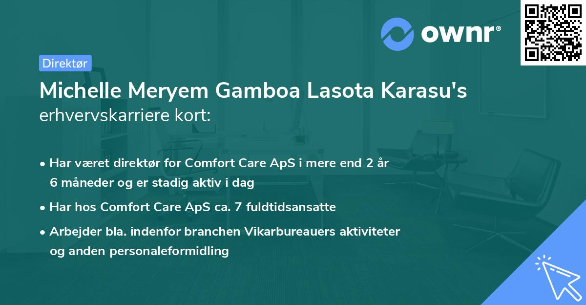 Michelle Meryem Gamboa Lasota Karasu's erhvervskarriere kort