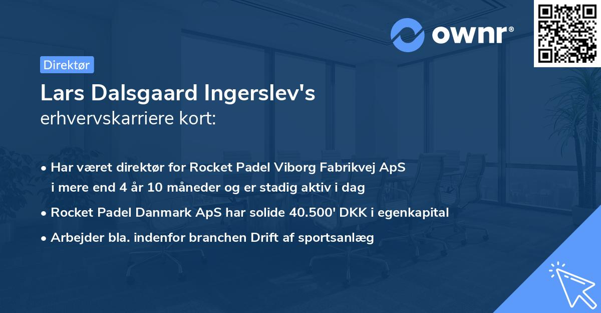 Lars Dalsgaard Ingerslev's erhvervskarriere kort