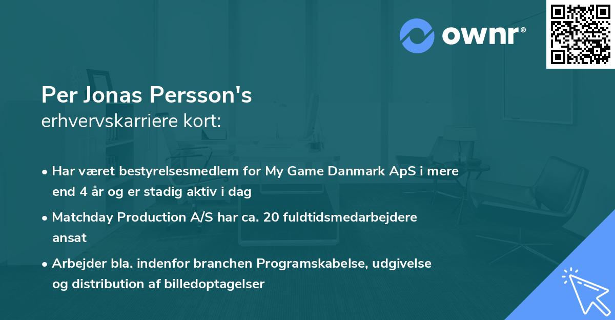 Per Jonas Persson's erhvervskarriere kort