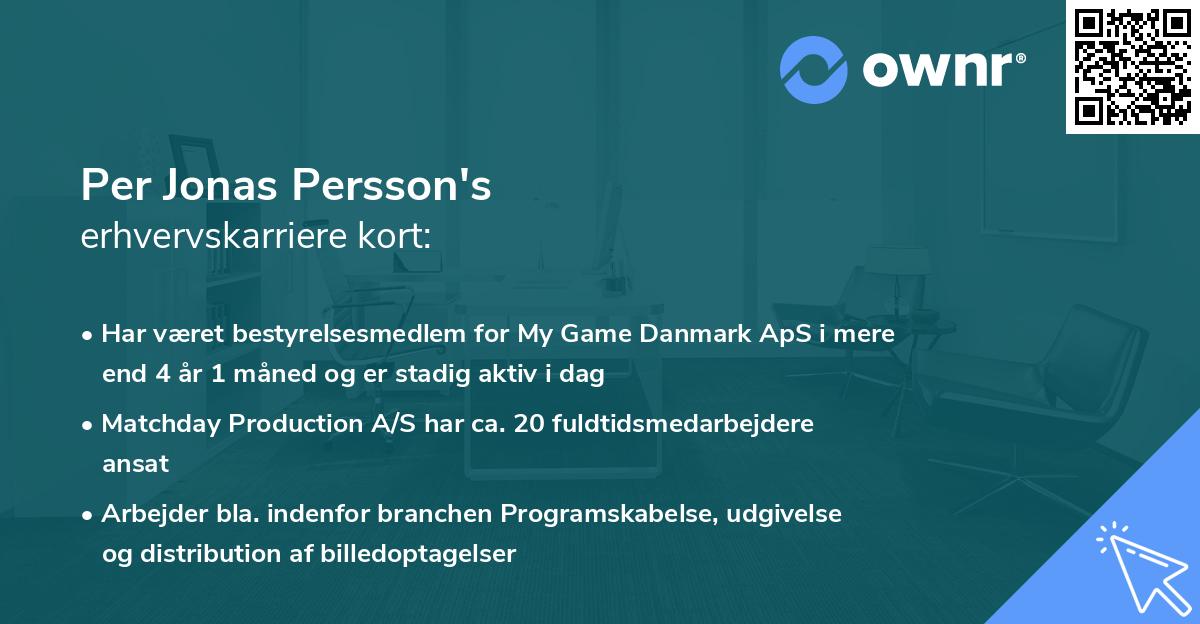 Per Jonas Persson's erhvervskarriere kort