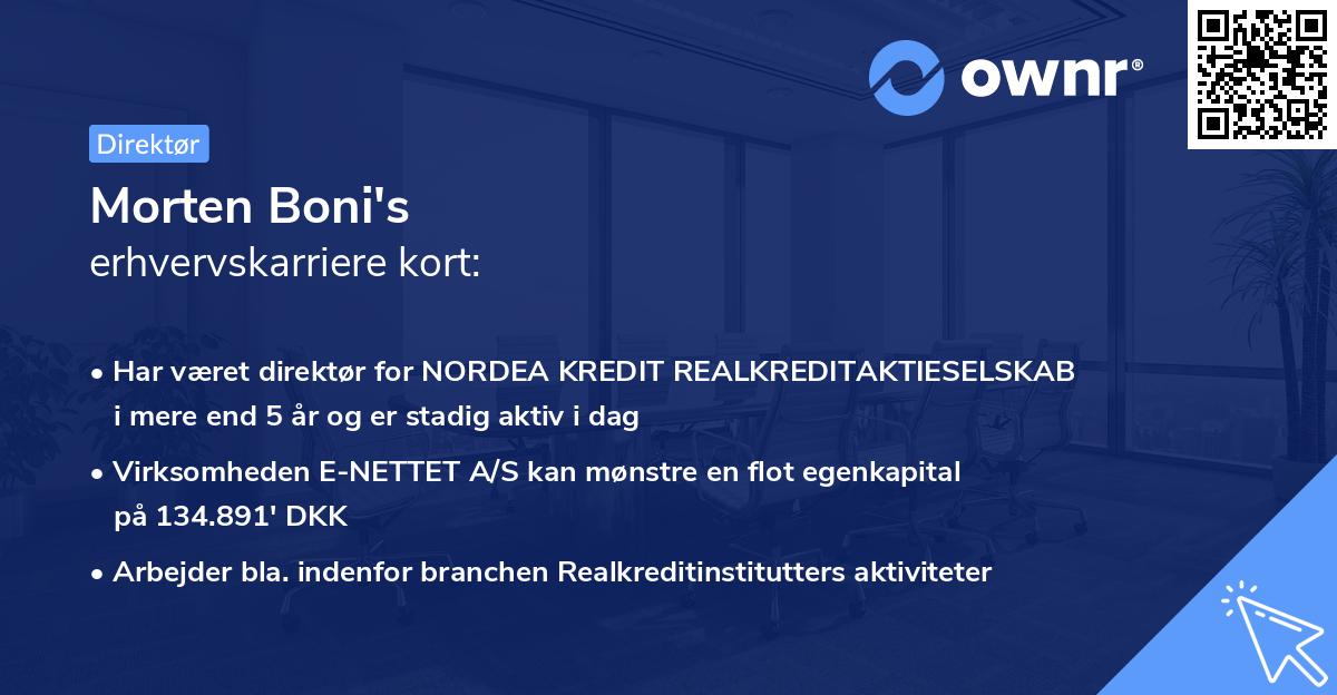 Morten Boni's erhvervskarriere kort