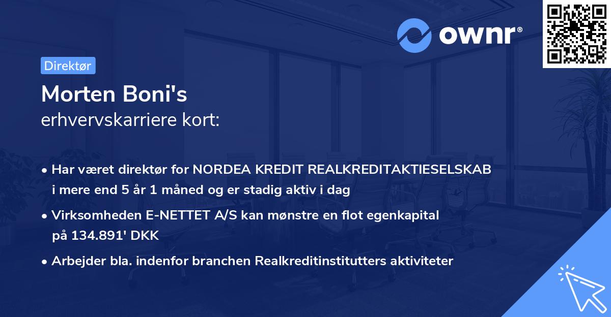 Morten Boni's erhvervskarriere kort