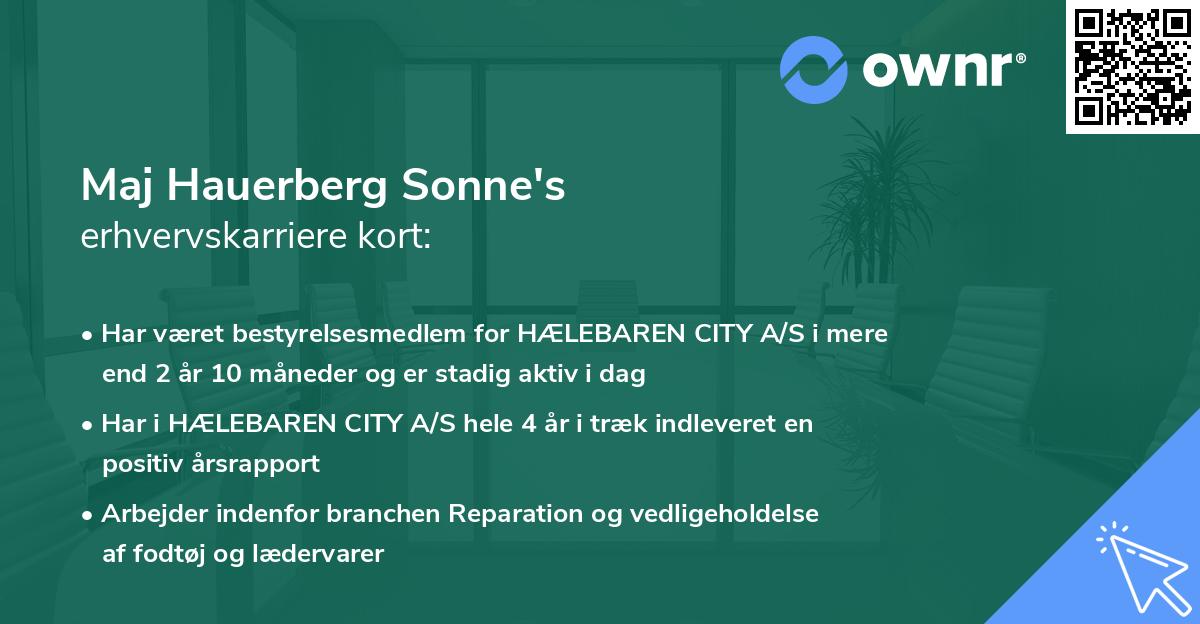 Maj Hauerberg Sonne's erhvervskarriere kort