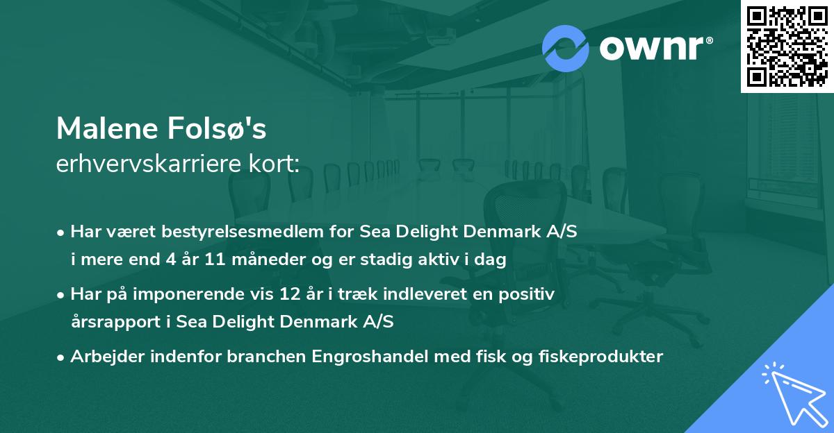 Malene Folsø's erhvervskarriere kort
