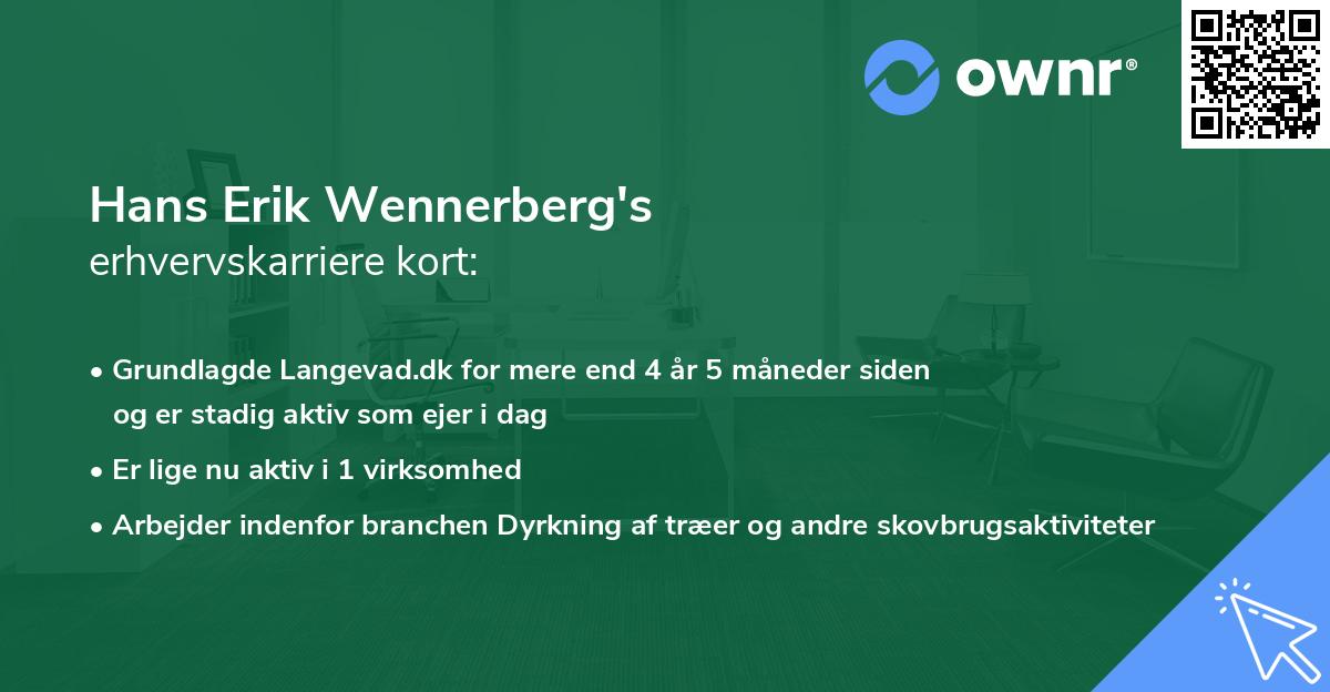 Hans Erik Wennerberg's erhvervskarriere kort