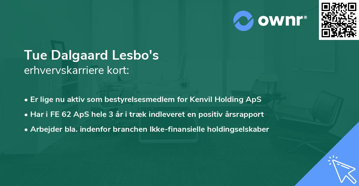 Tue Dalgaard Lesbo's erhvervskarriere kort