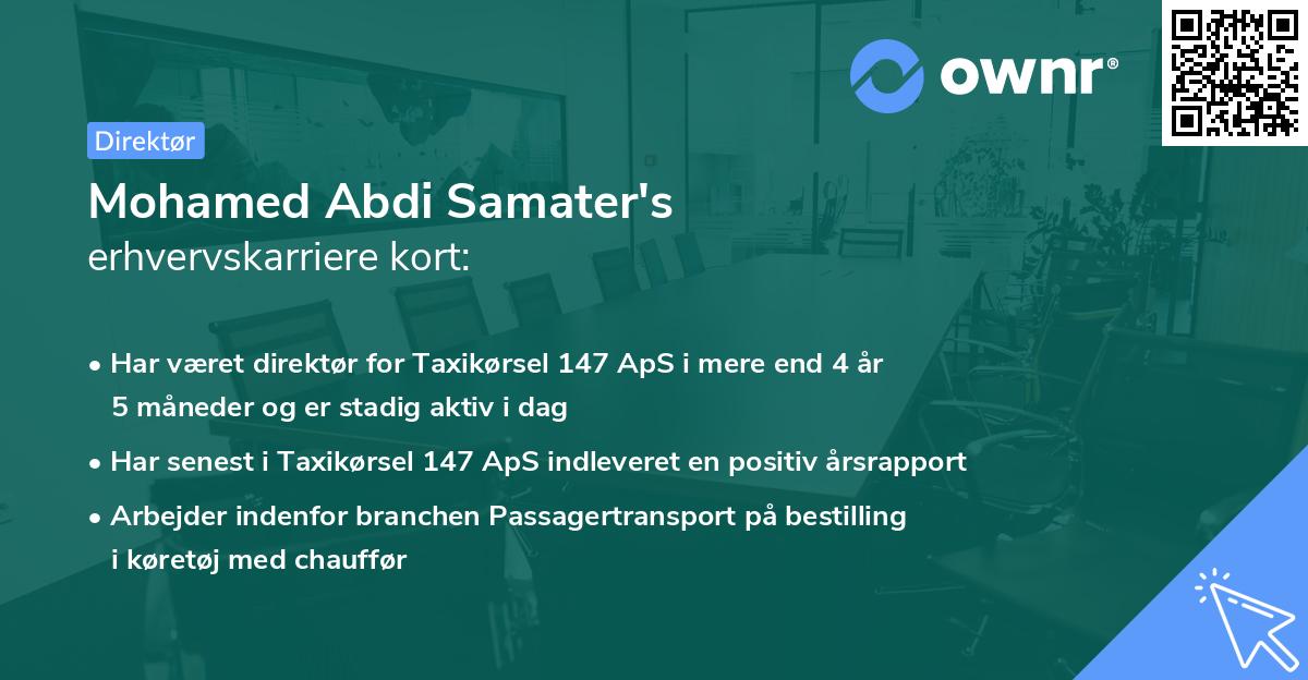 Mohamed Abdi Samater's erhvervskarriere kort