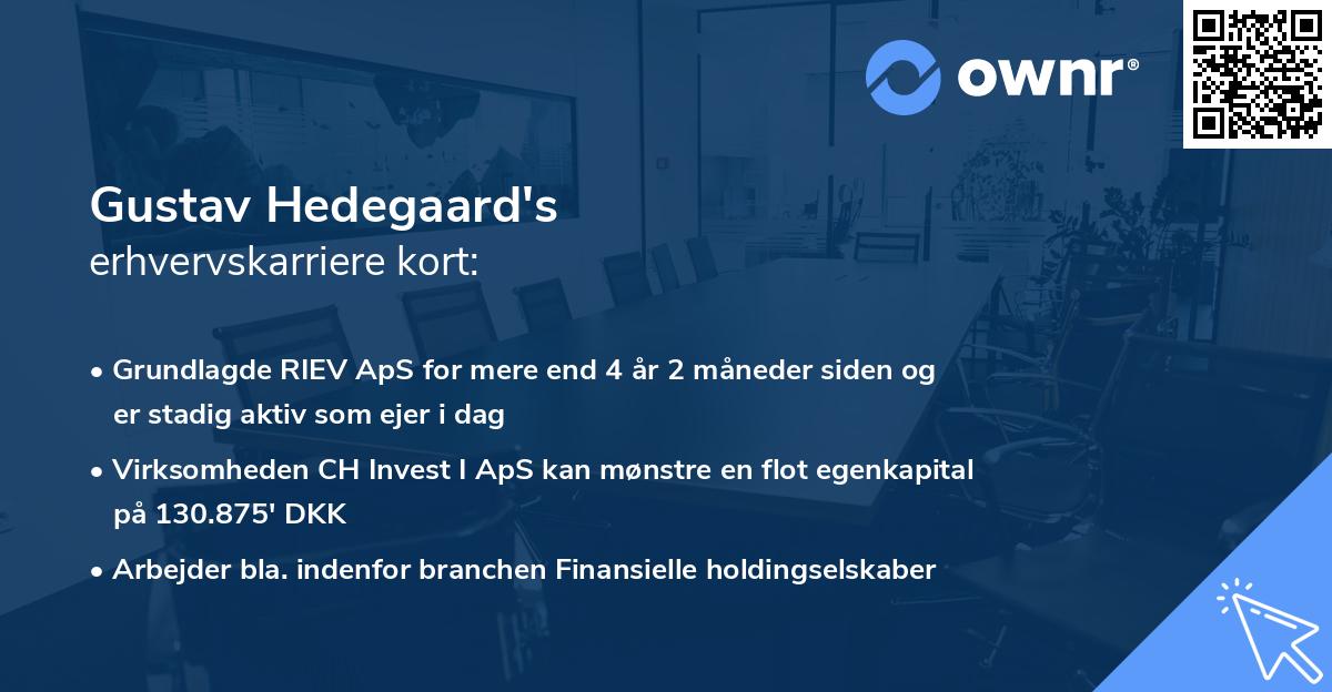 Gustav Hedegaard's erhvervskarriere kort