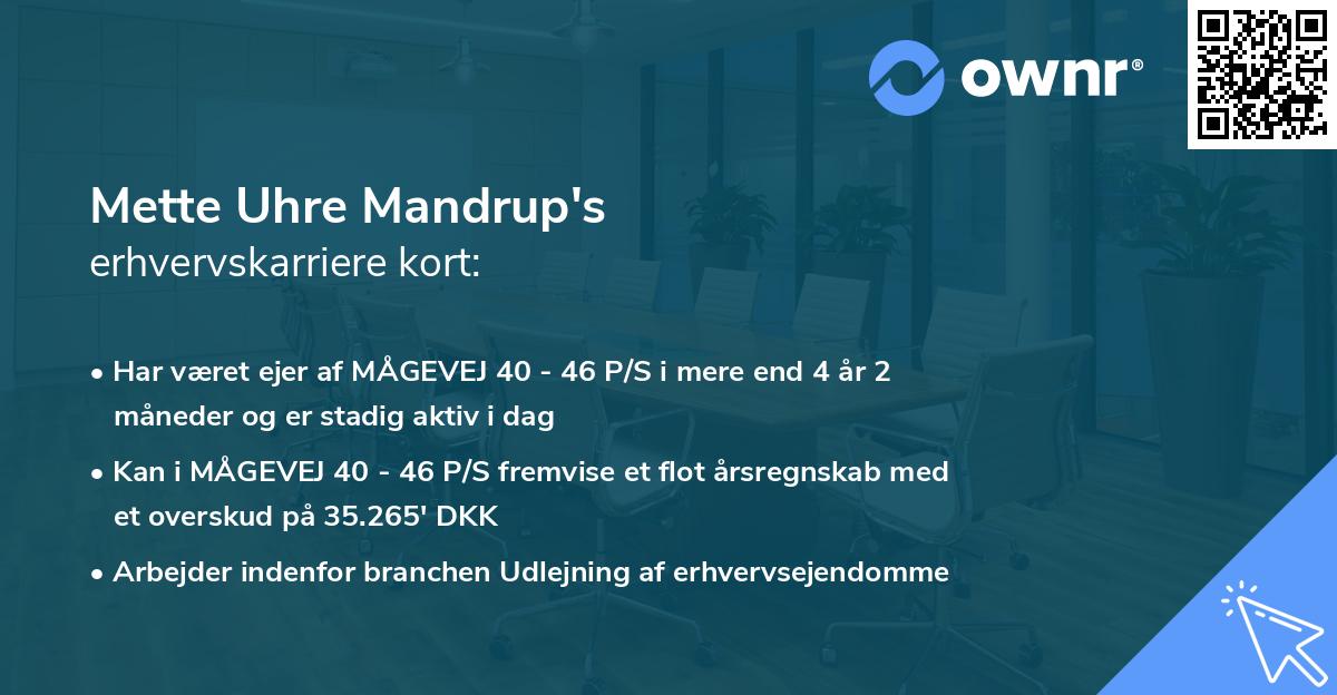 Mette Uhre Mandrup's erhvervskarriere kort