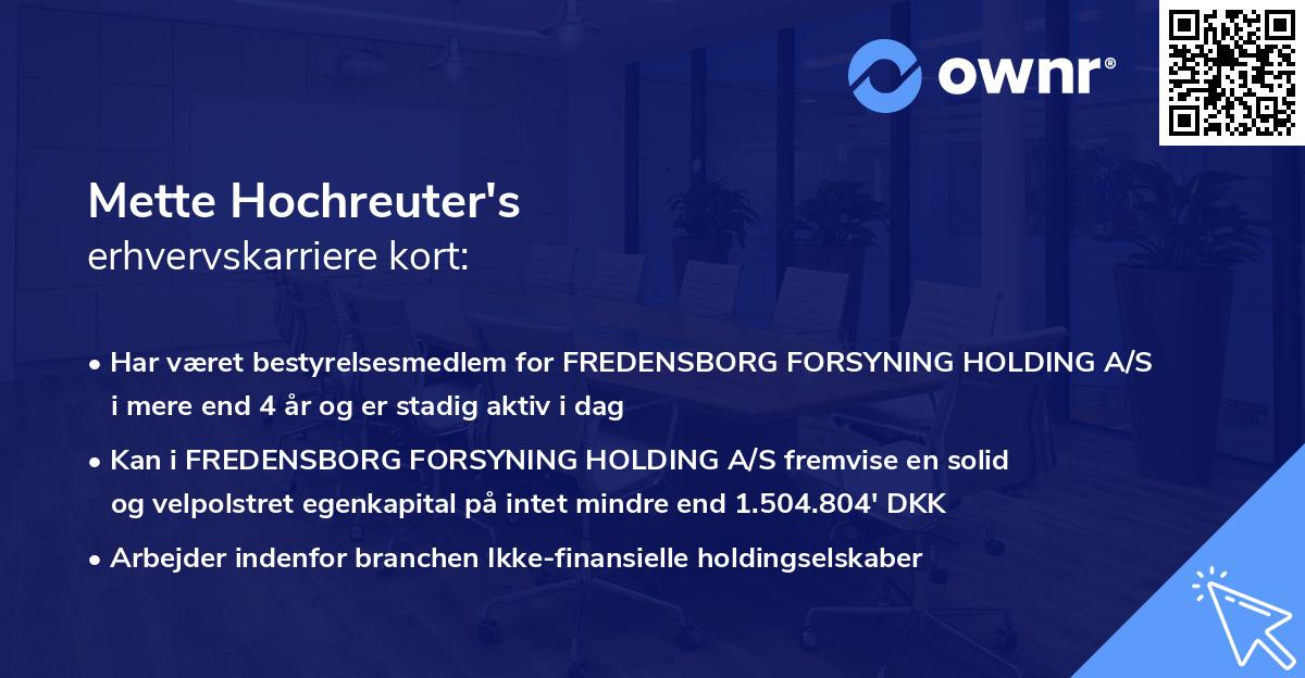 Mette Hochreuter's erhvervskarriere kort