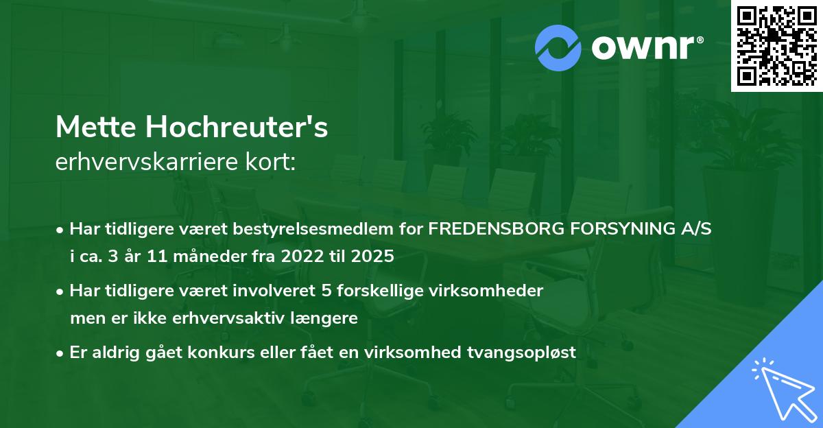 Mette Hochreuter's erhvervskarriere kort