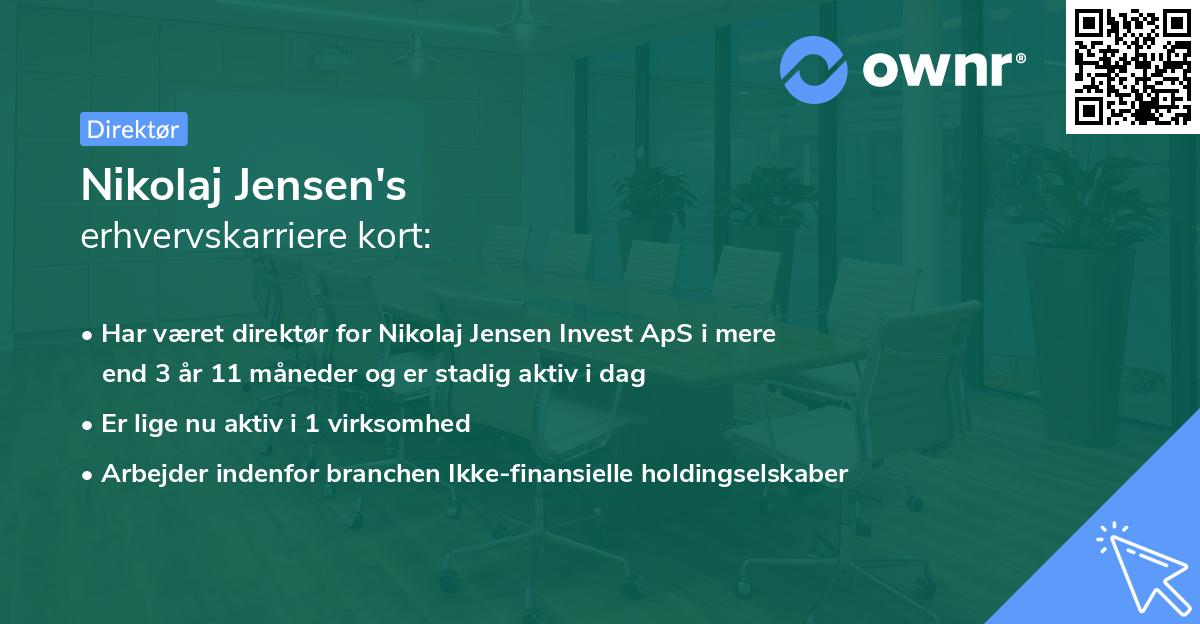 Nikolaj Jensen's erhvervskarriere kort
