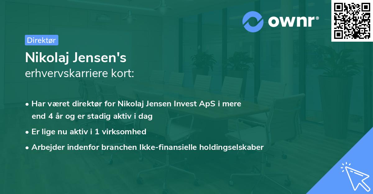 Nikolaj Jensen's erhvervskarriere kort
