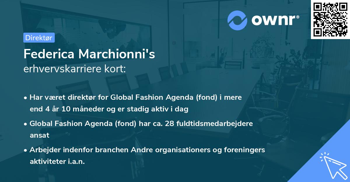Federica Marchionni's erhvervskarriere kort