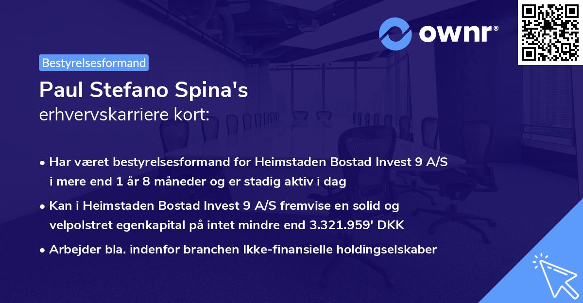 Paul Stefano Spina's erhvervskarriere kort