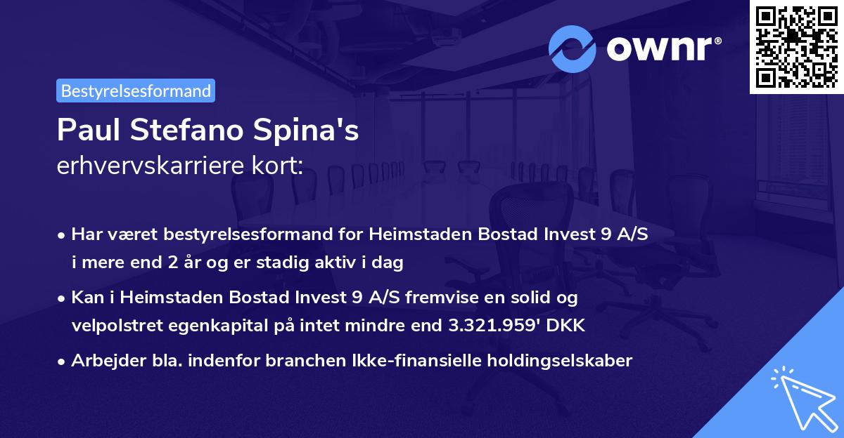 Paul Stefano Spina's erhvervskarriere kort