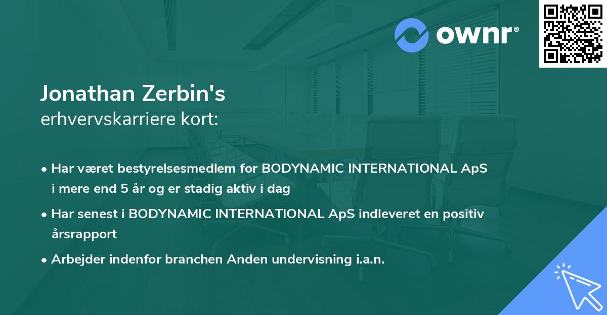 Jonathan Zerbin's erhvervskarriere kort