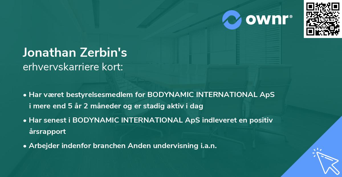 Jonathan Zerbin's erhvervskarriere kort