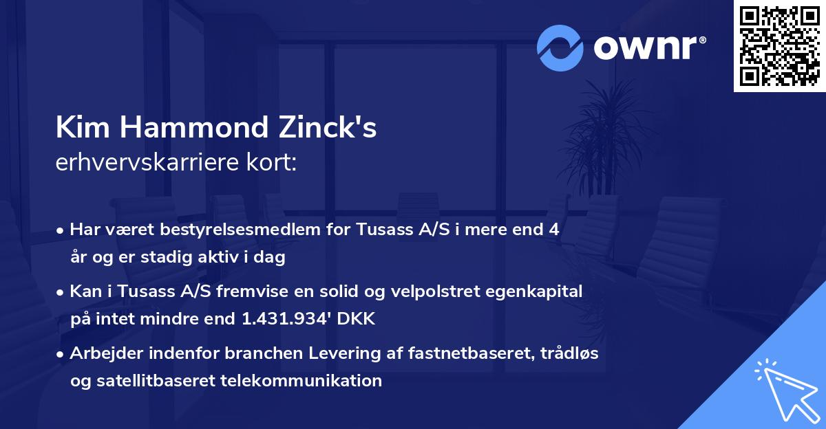 Kim Hammond Zinck's erhvervskarriere kort