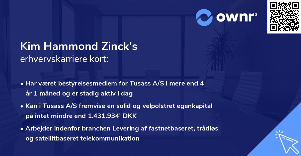 Kim Hammond Zinck's erhvervskarriere kort