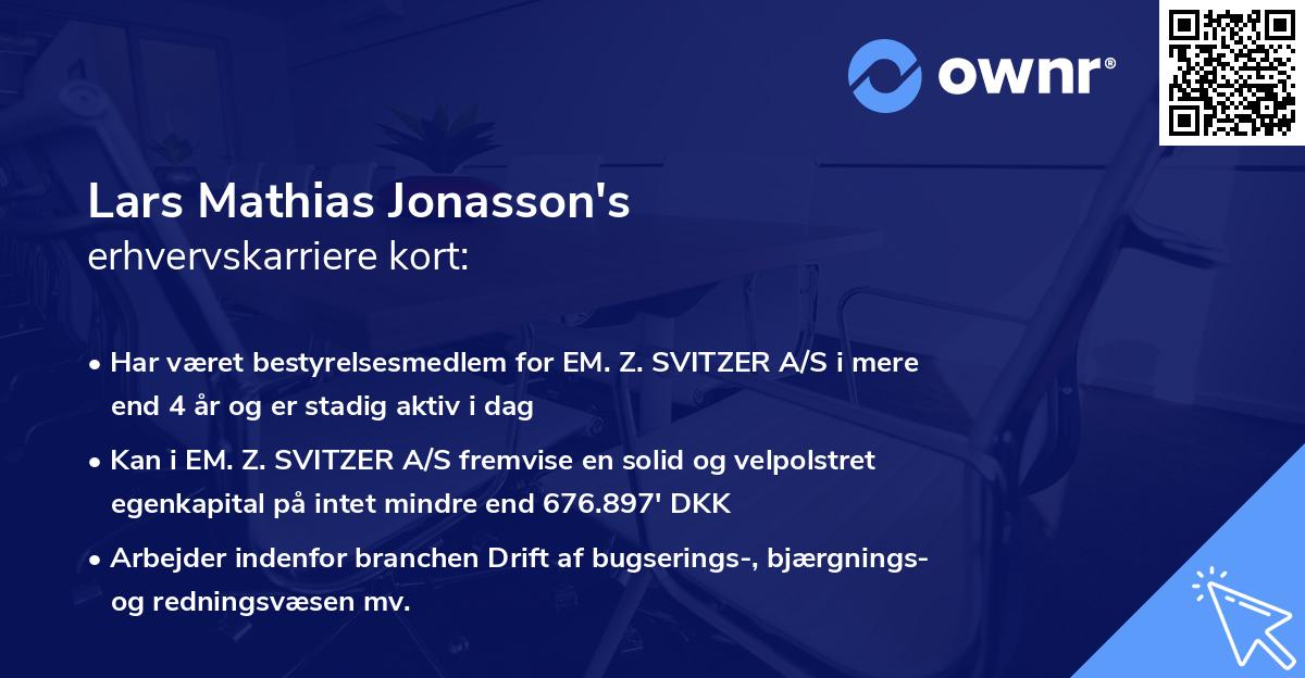Lars Mathias Jonasson's erhvervskarriere kort