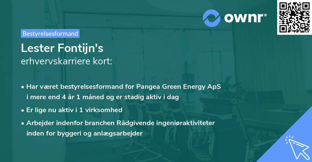 Lester Fontijn's erhvervskarriere kort