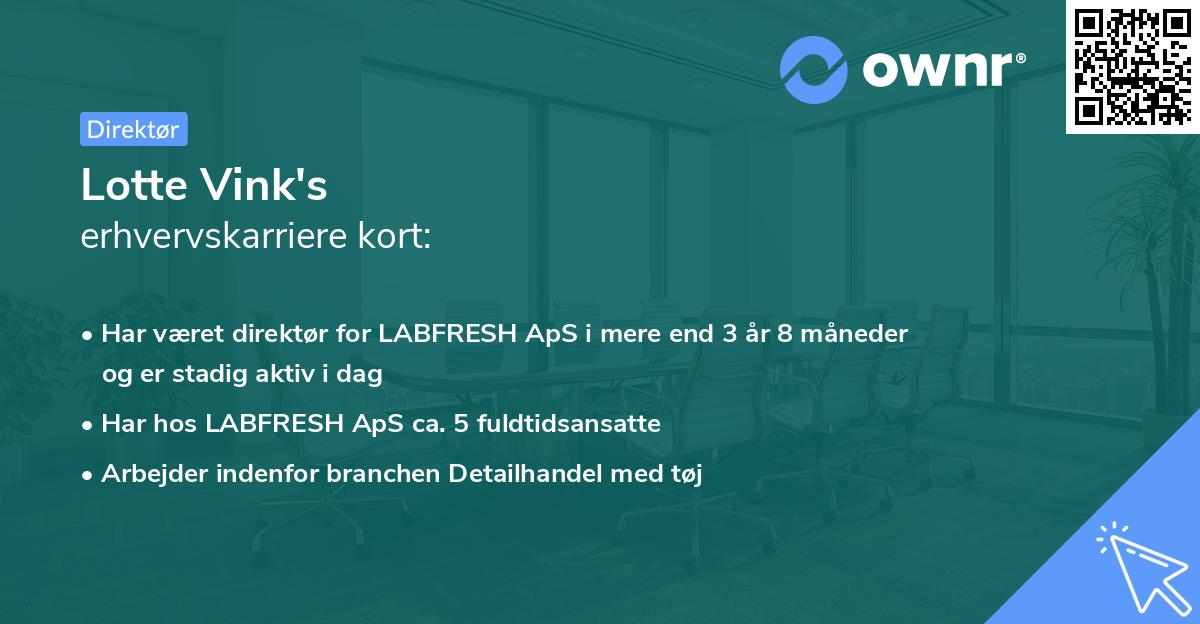 Lotte Vink's erhvervskarriere kort