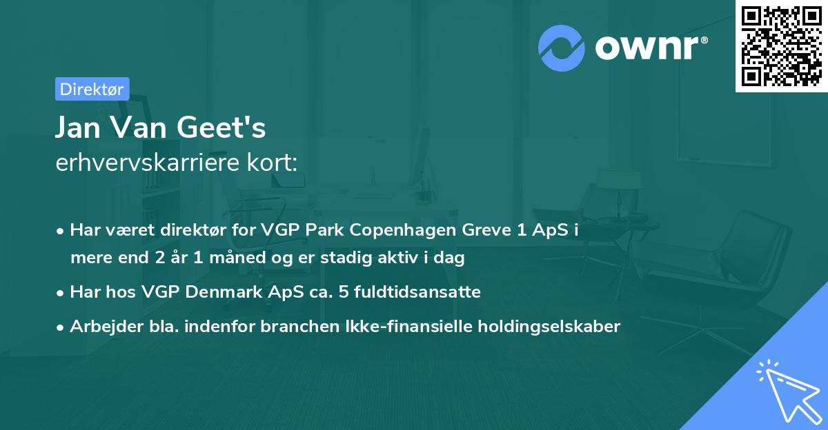 Jan Van Geet's erhvervskarriere kort