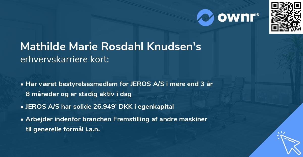 Mathilde Marie Rosdahl Knudsen's erhvervskarriere kort