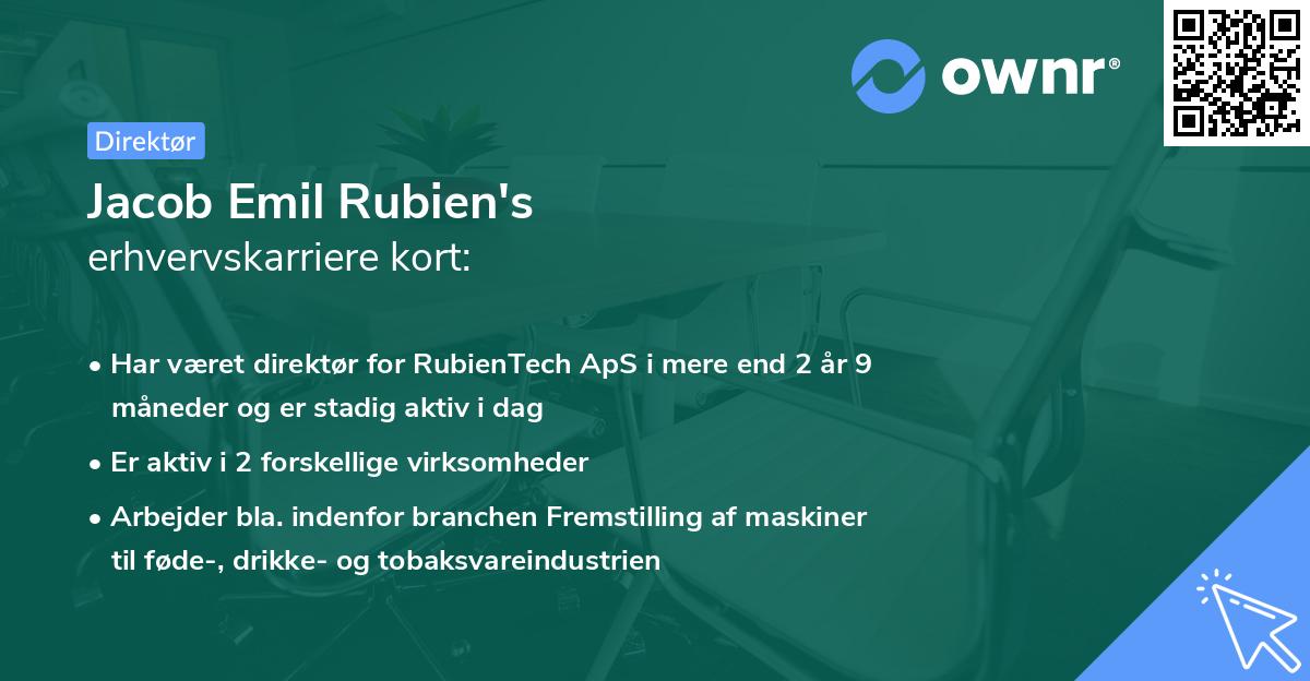 Jacob Emil Rubien's erhvervskarriere kort