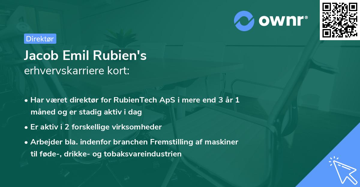 Jacob Emil Rubien's erhvervskarriere kort